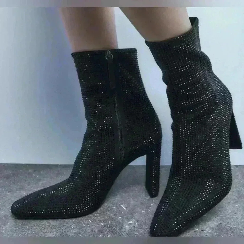 🔥🔥Zara Rhinestone booties - Picture 2 of 11